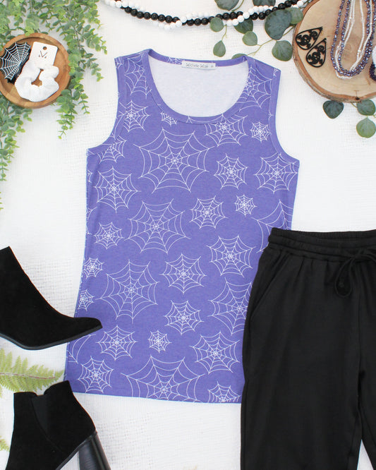 Ava Tank - Faded Purple Webs